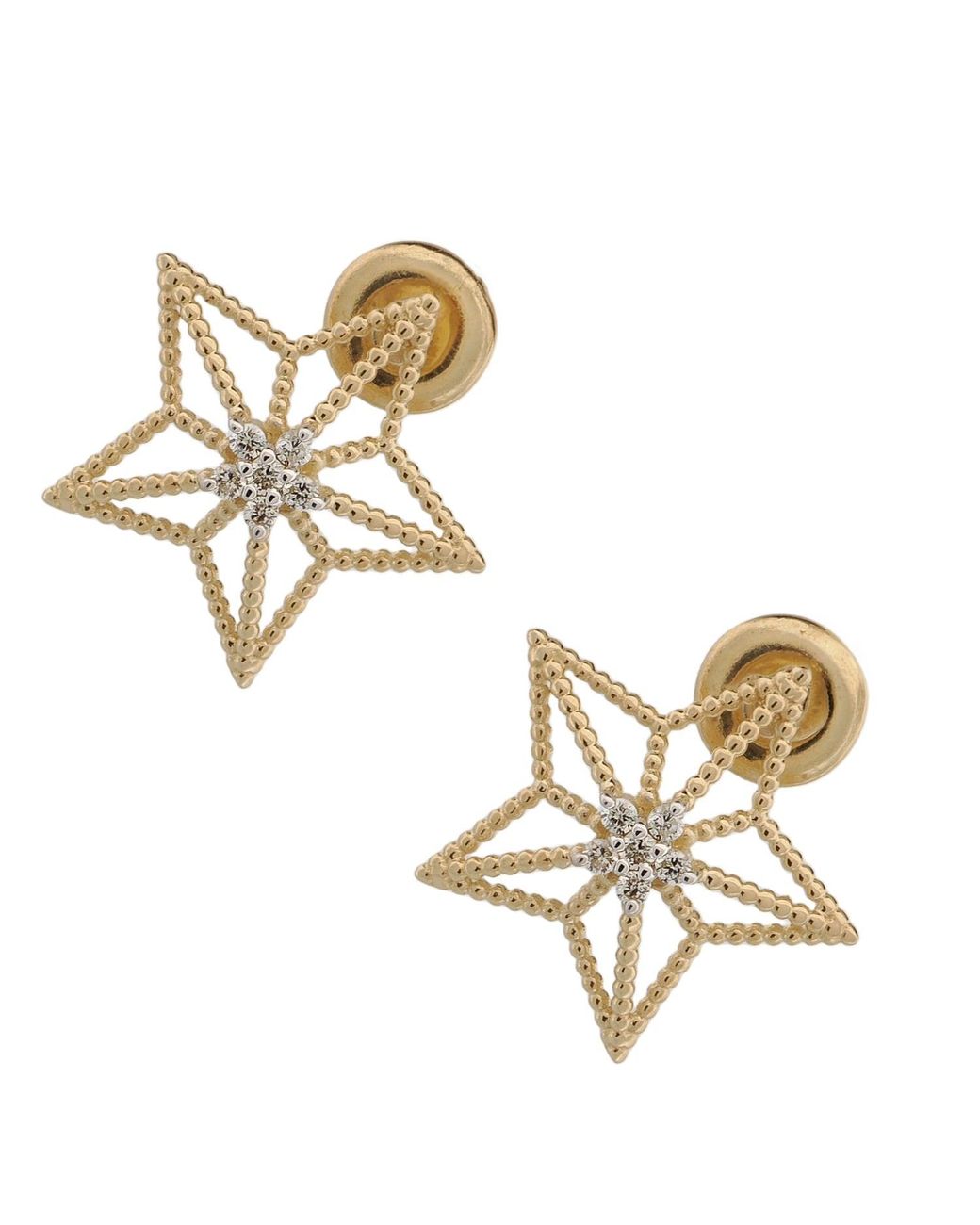 Ebru Jewelry Metallic Spiritual Guiding Star Diamond Stud Earrings
