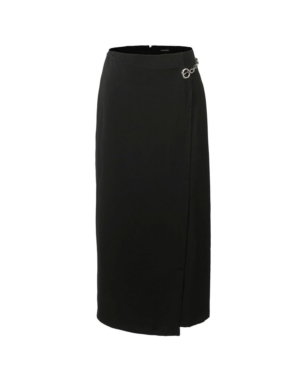 Smart and Joy Black Buckle On Side Wrap Effect Skirt