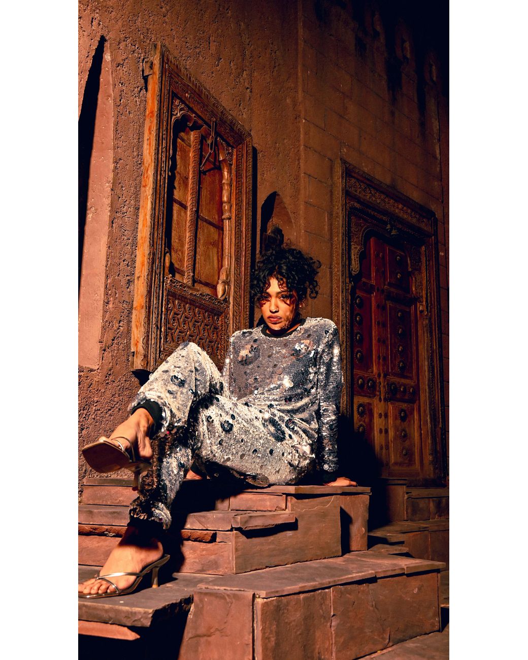 Any Old Iron Gray Petal To The Metal Sequin Joggers