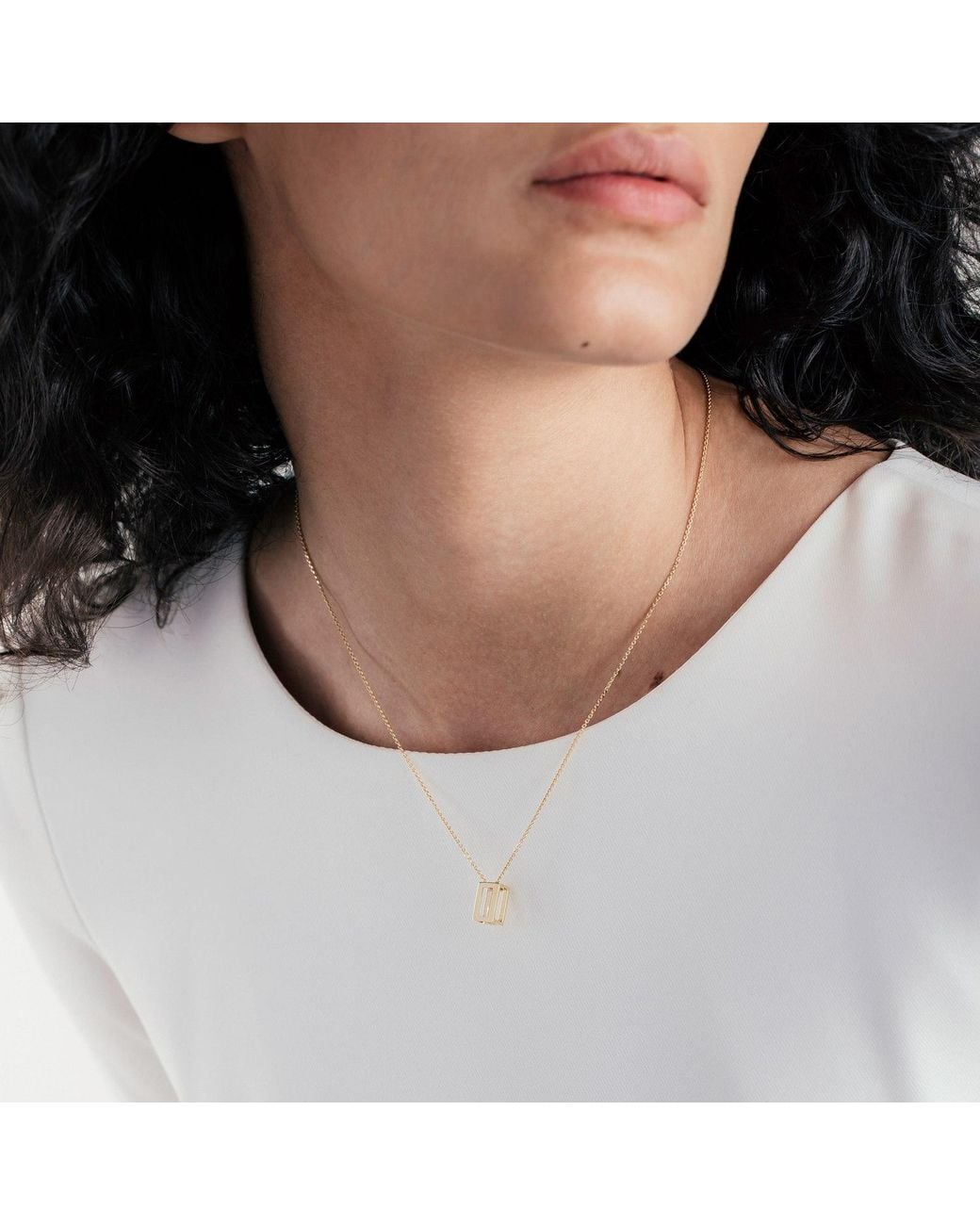 Sheida Farrokhi Metallic Rectangle Pendant