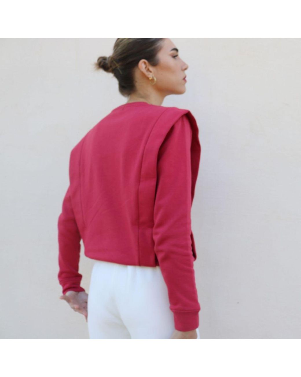 Mimhi Maison Red Shoulder Pad Lauper Sweatshirt – Raspberry