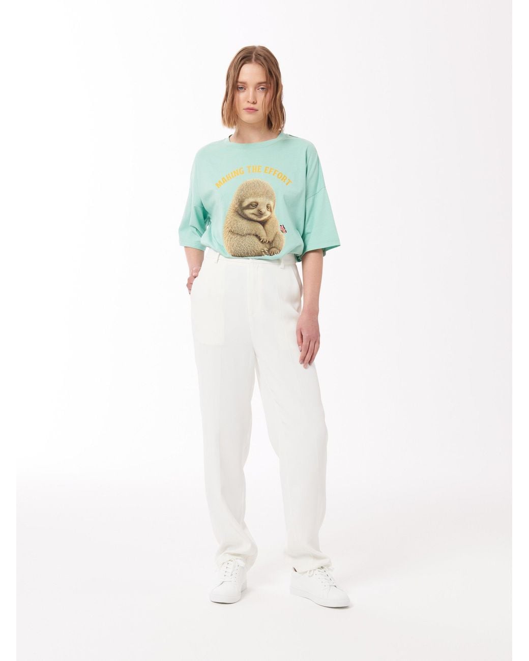 Sour Figs Green Sloth Print T-Shirt
