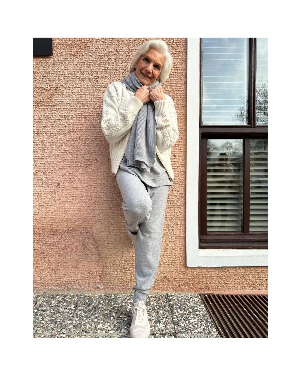 Peraluna Natural Dover Cable Knit Bomber Jacket