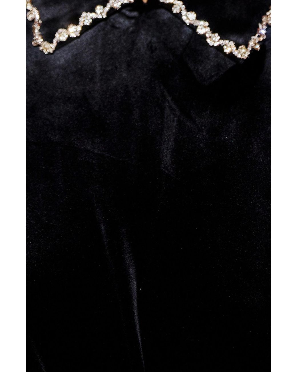 Yumi' Black Long Sleeve Velvet Tunic With Diamante Collar