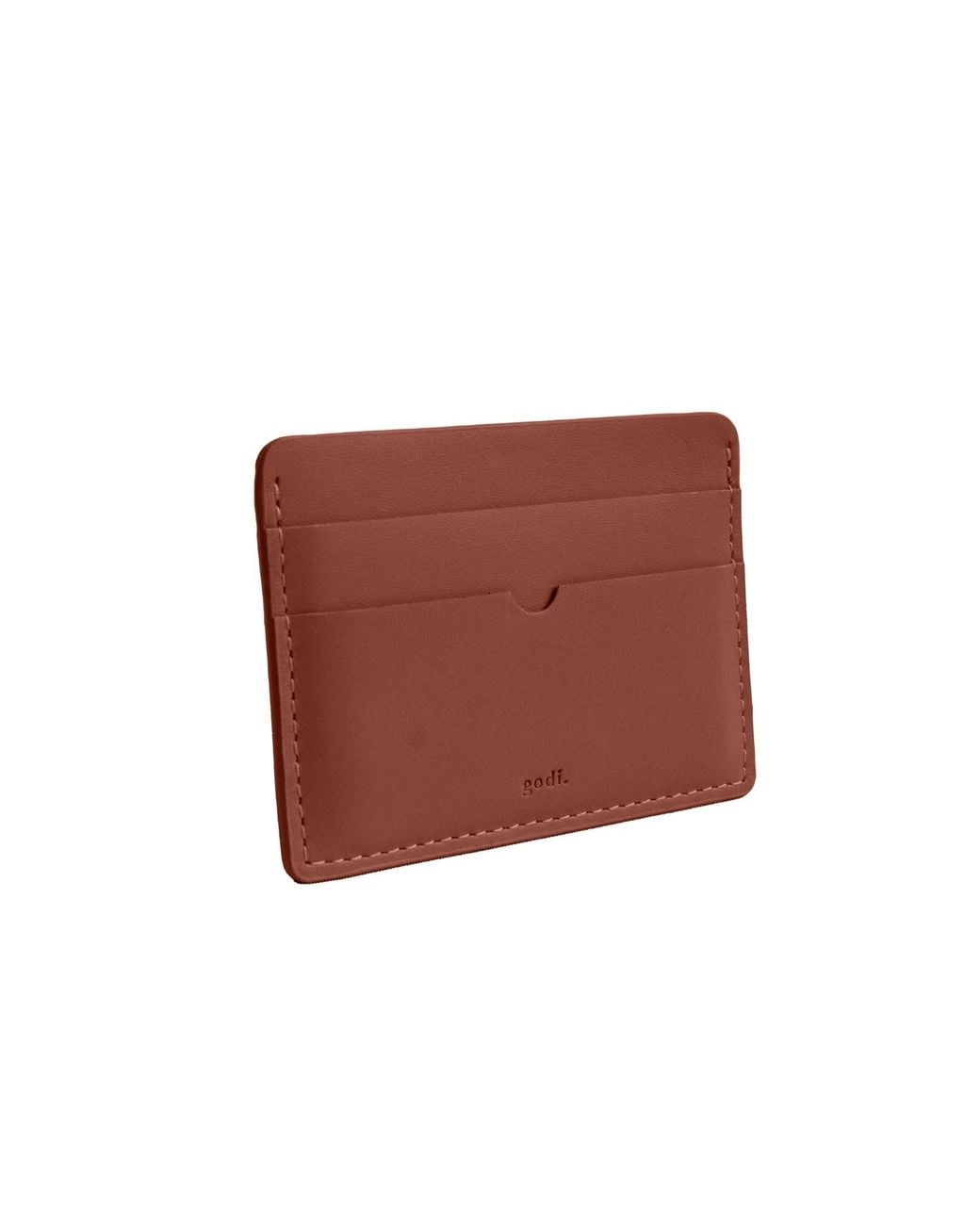 godi. Brown Handmade Leather Card Case for men