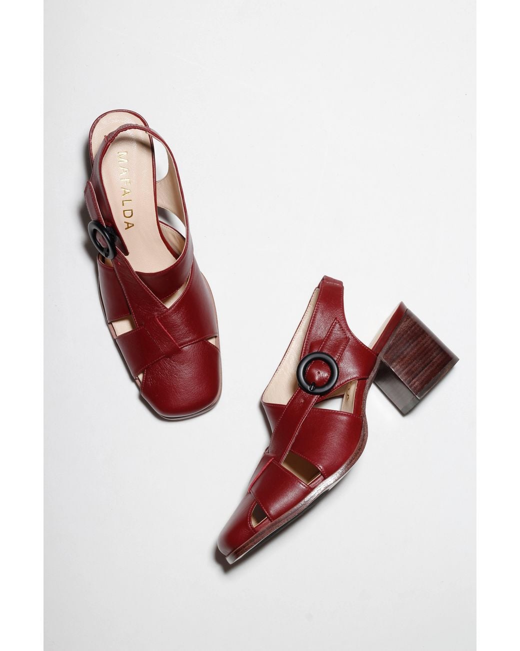 Mafalda Red Lucia Burgundy Wine Leather Pumps