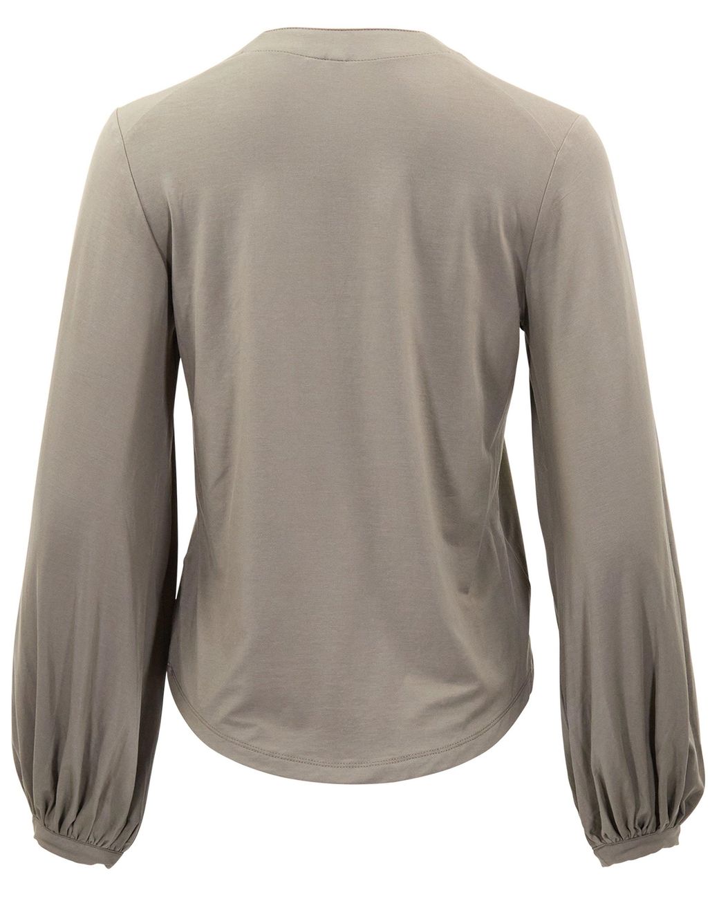 Lords of Harlech Brown Val Sage Lyocell Stretch V-Neck Top