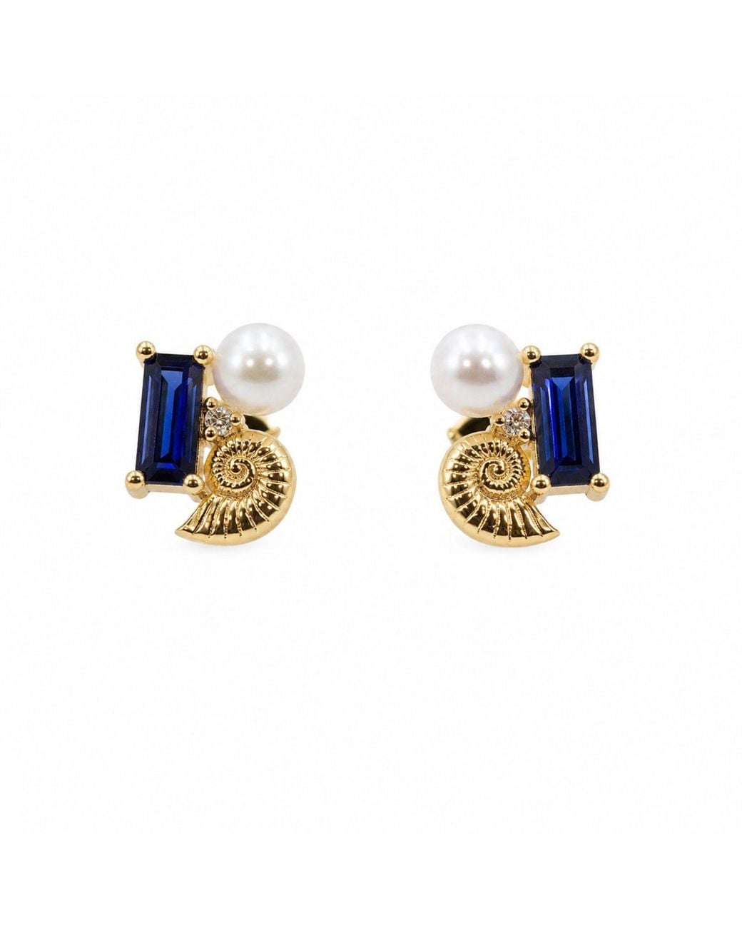 Cier Blue Ocean Cluster Stud Earrings for men