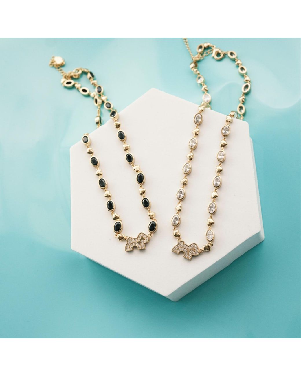 Cloud Haven Metallic Crystal Logo Necklace