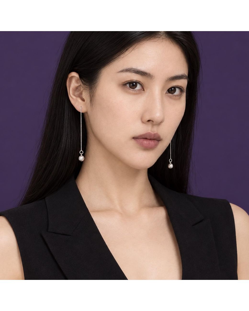 Yieon White Lucky Beads Fine Filigree Threader Earrings