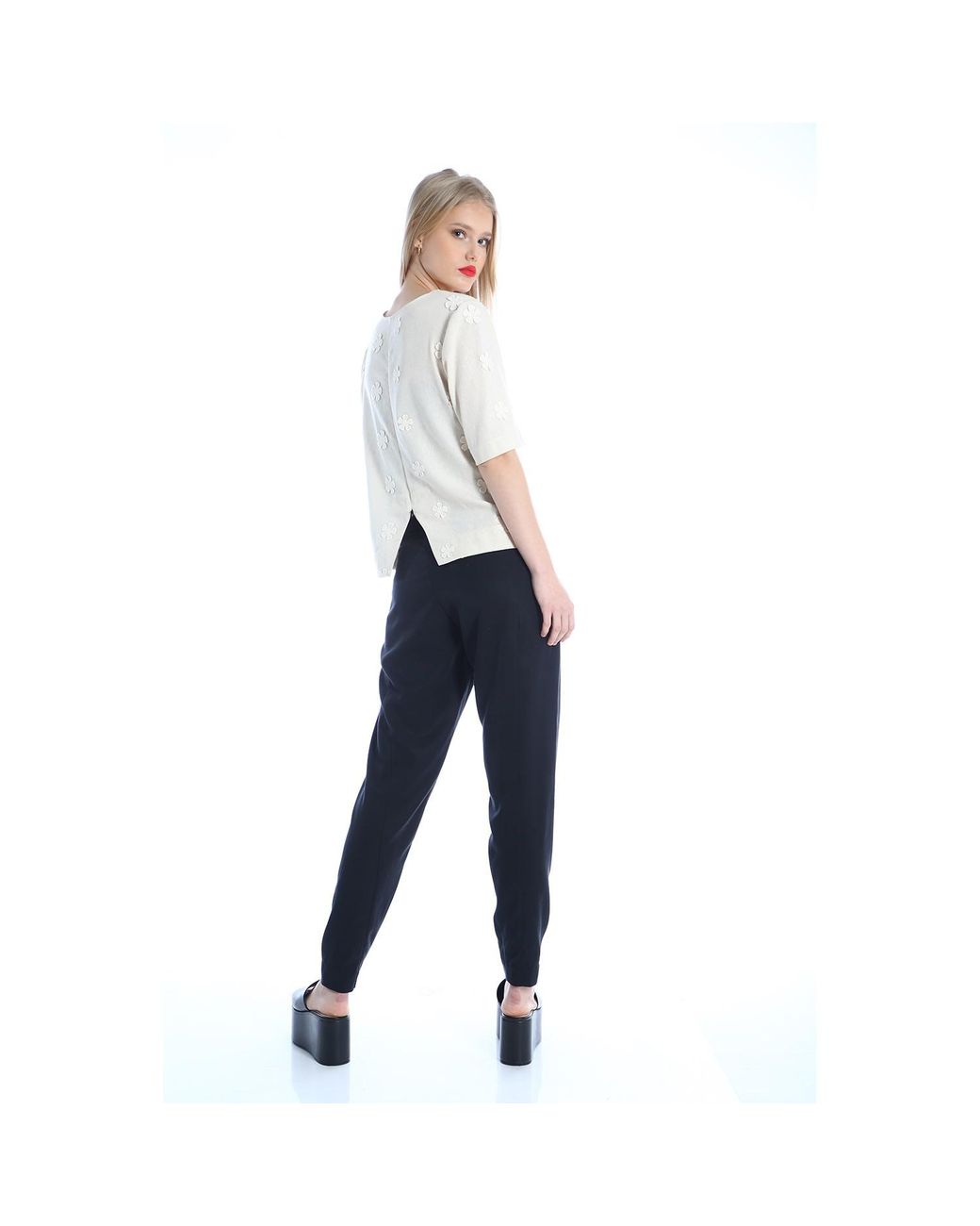 Silvia Serban Natural Neutrals 3D Flowers Blouse