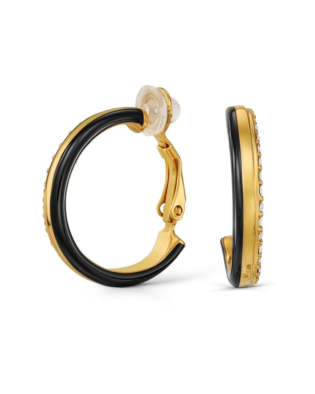 Emma Holland Jewellery Metallic Jet Crystal Hoop Clip Earrings