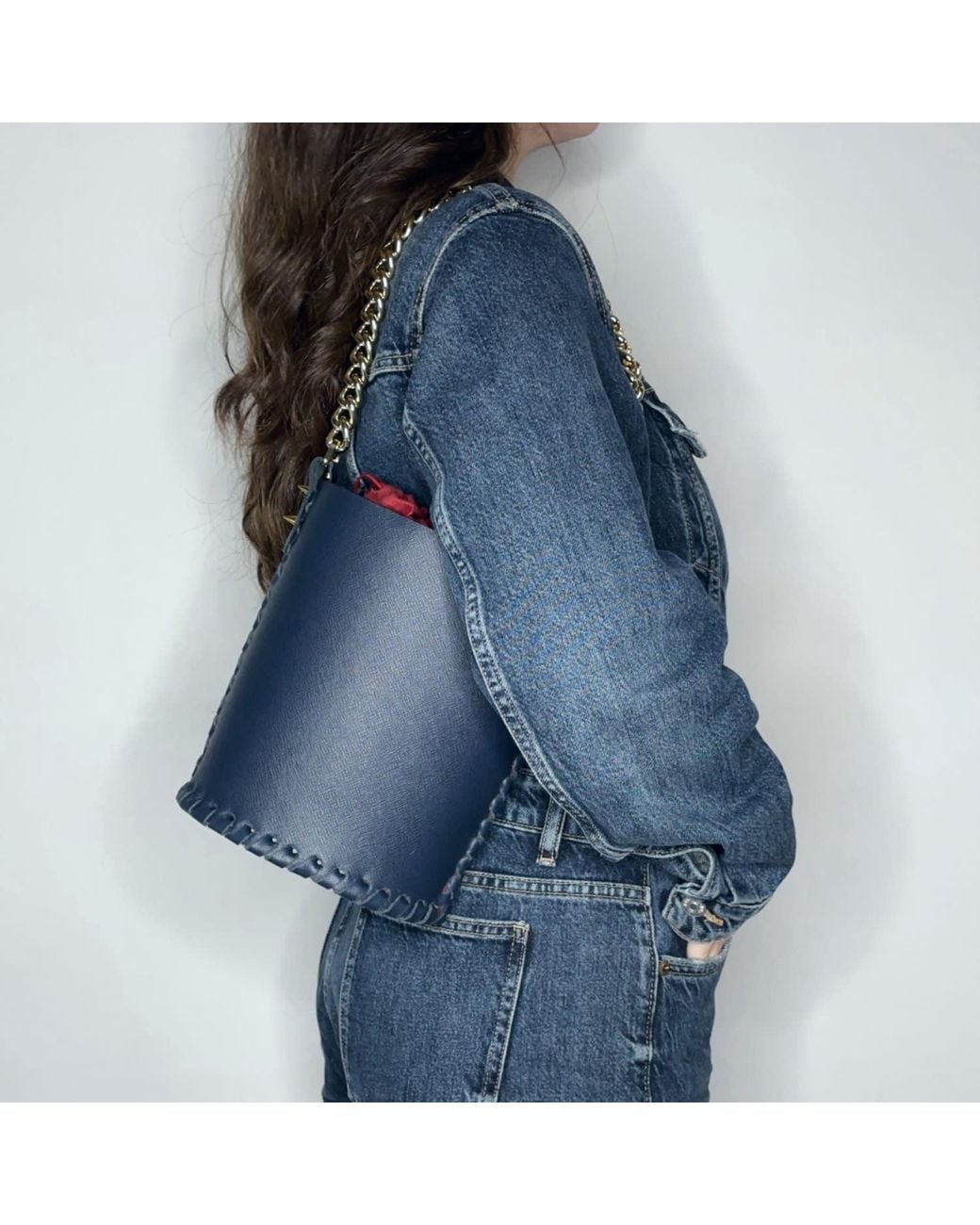 Ruj Heritage Blue Bucket Bag Midnight