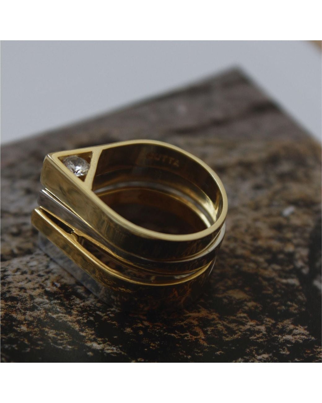 Gutta Design Metallic Aim Ring Rhodium Plated