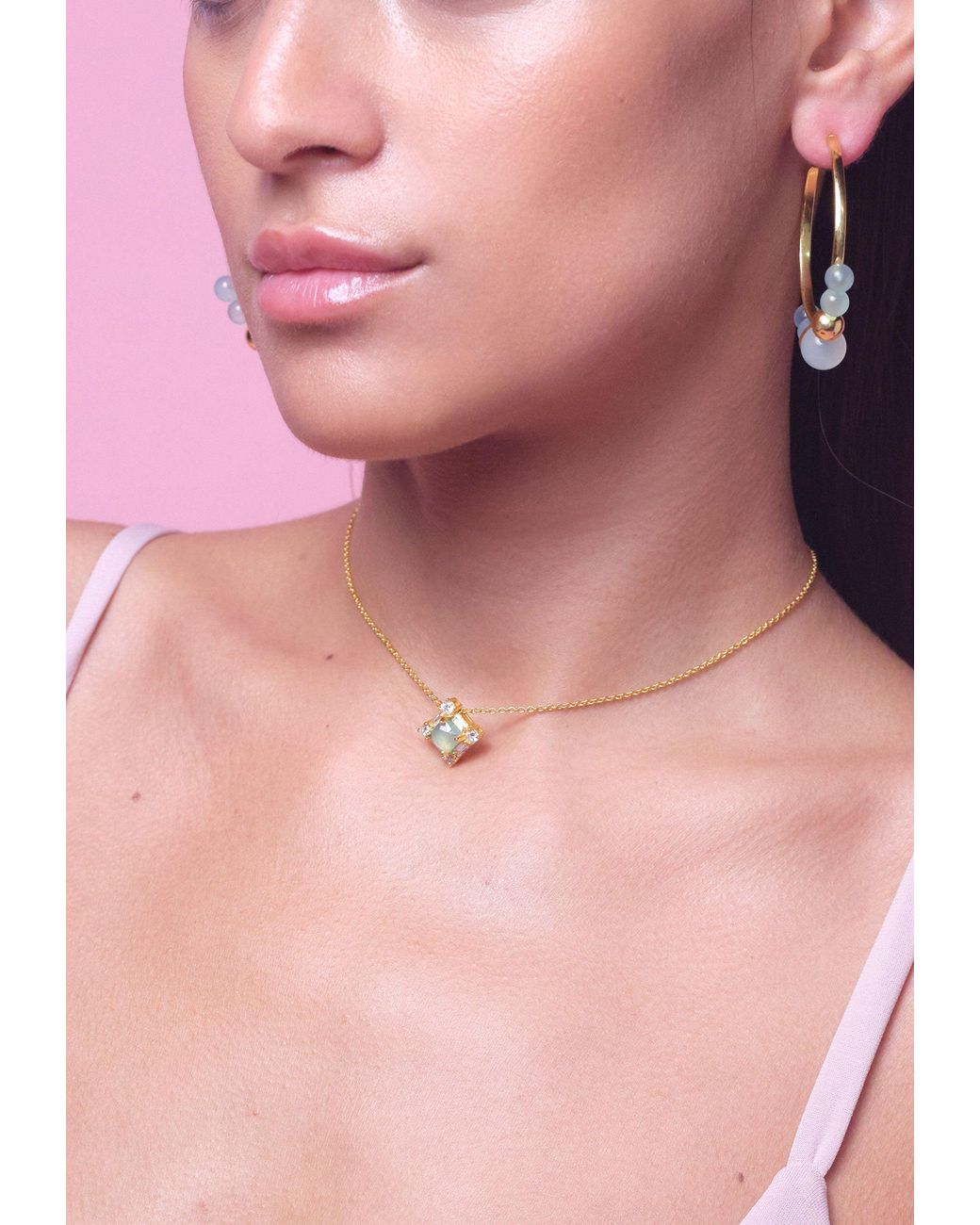 Lavani Jewels Metallic Aquamarine Polaris Pendant Necklace Plated