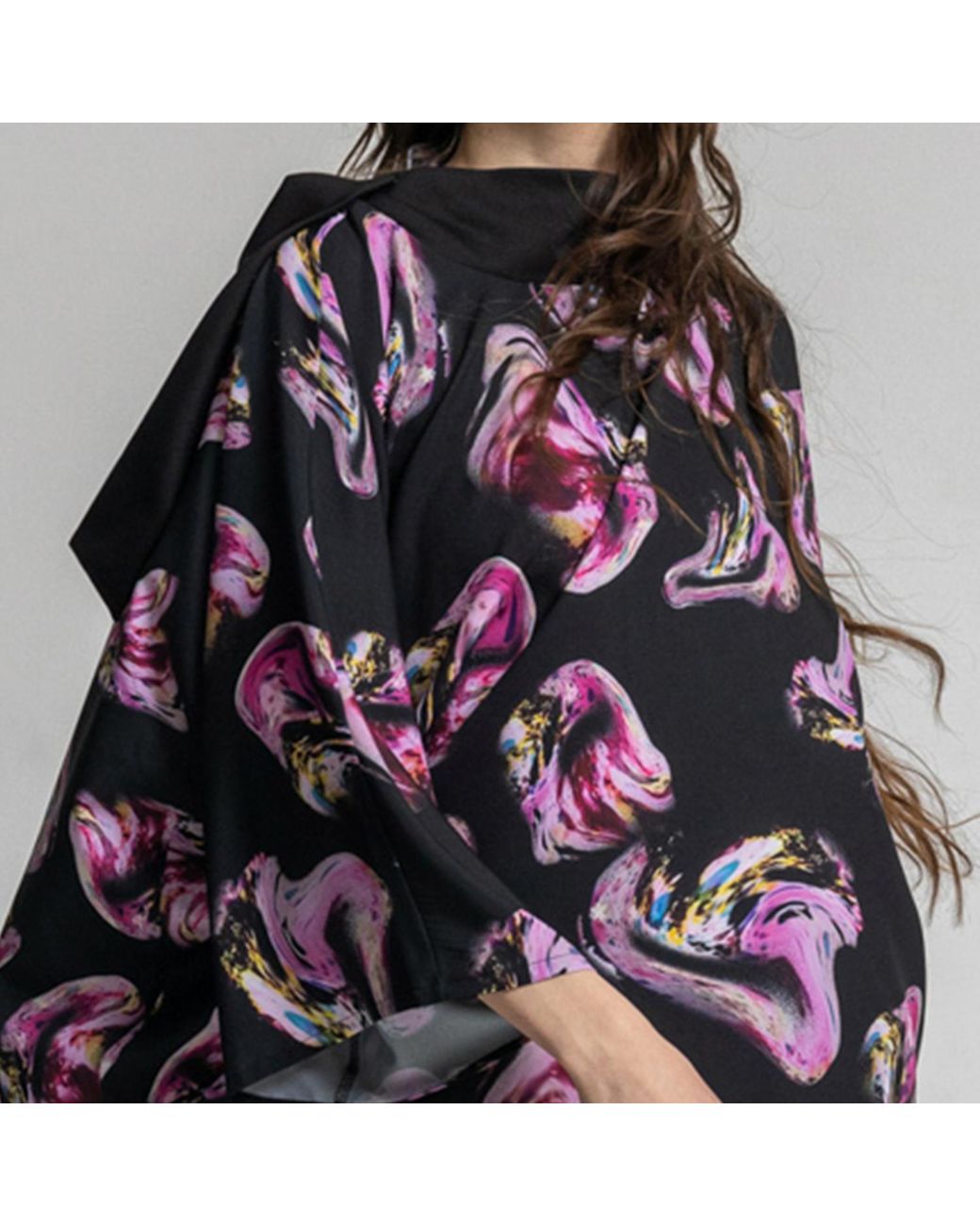 ARTISTA Black Rose Silky High Neck Mini Dress