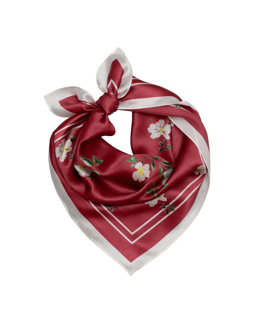RainSisters Red Small Floral Print Natural Silk Scarf