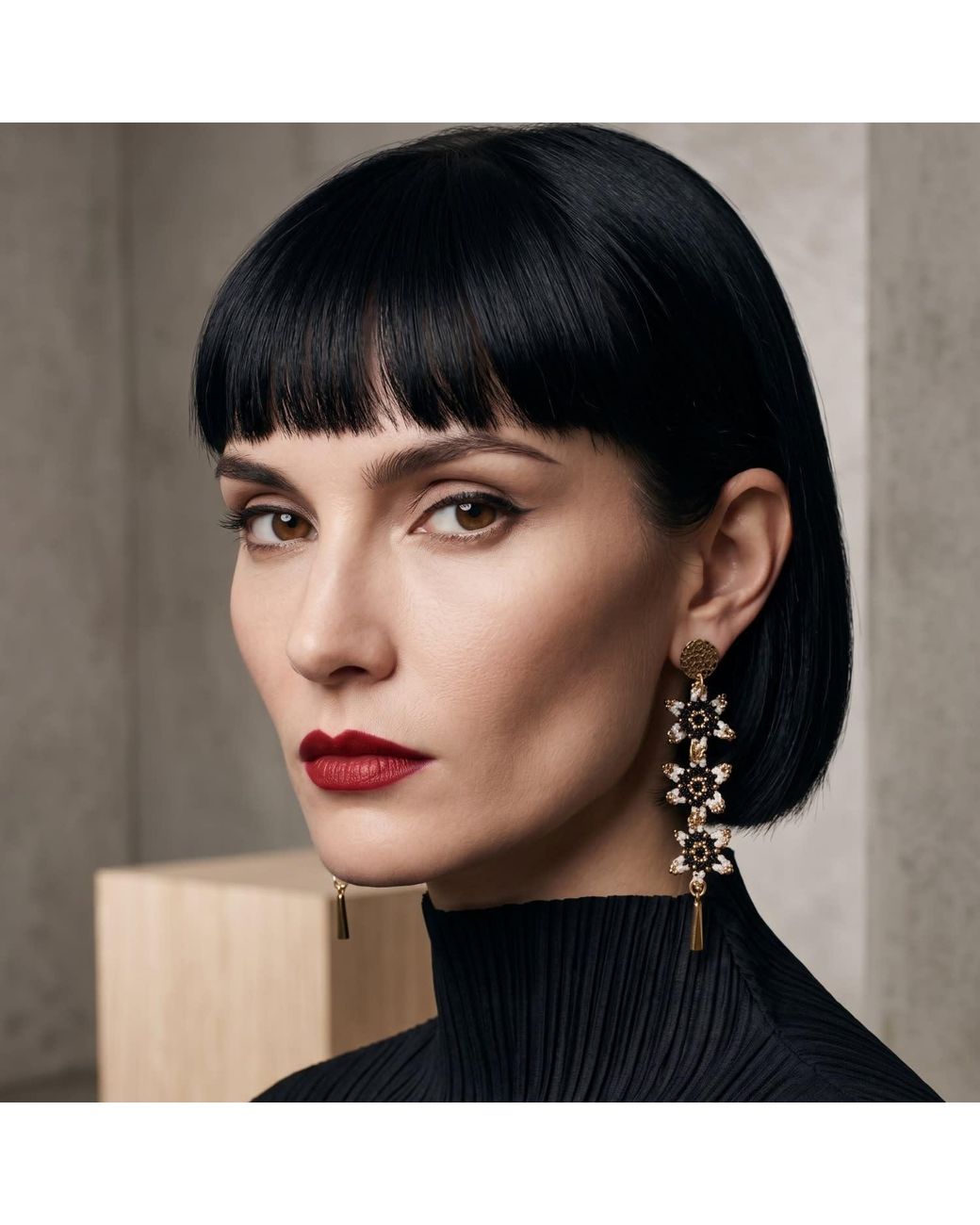 Iliana Arrazola Metallic Waterfall Blossom Three Flowers, Dangle Earrings, And Withe, Glass Beads, Beaded Jewelry