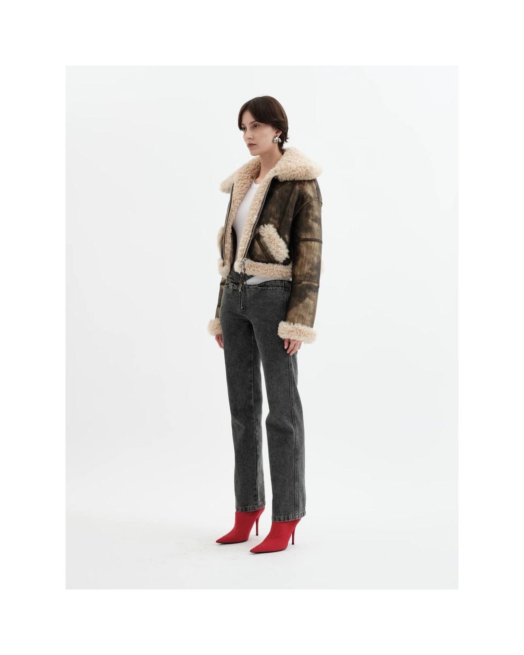 Jakke Natural Aviator Cropped Jacket Antique