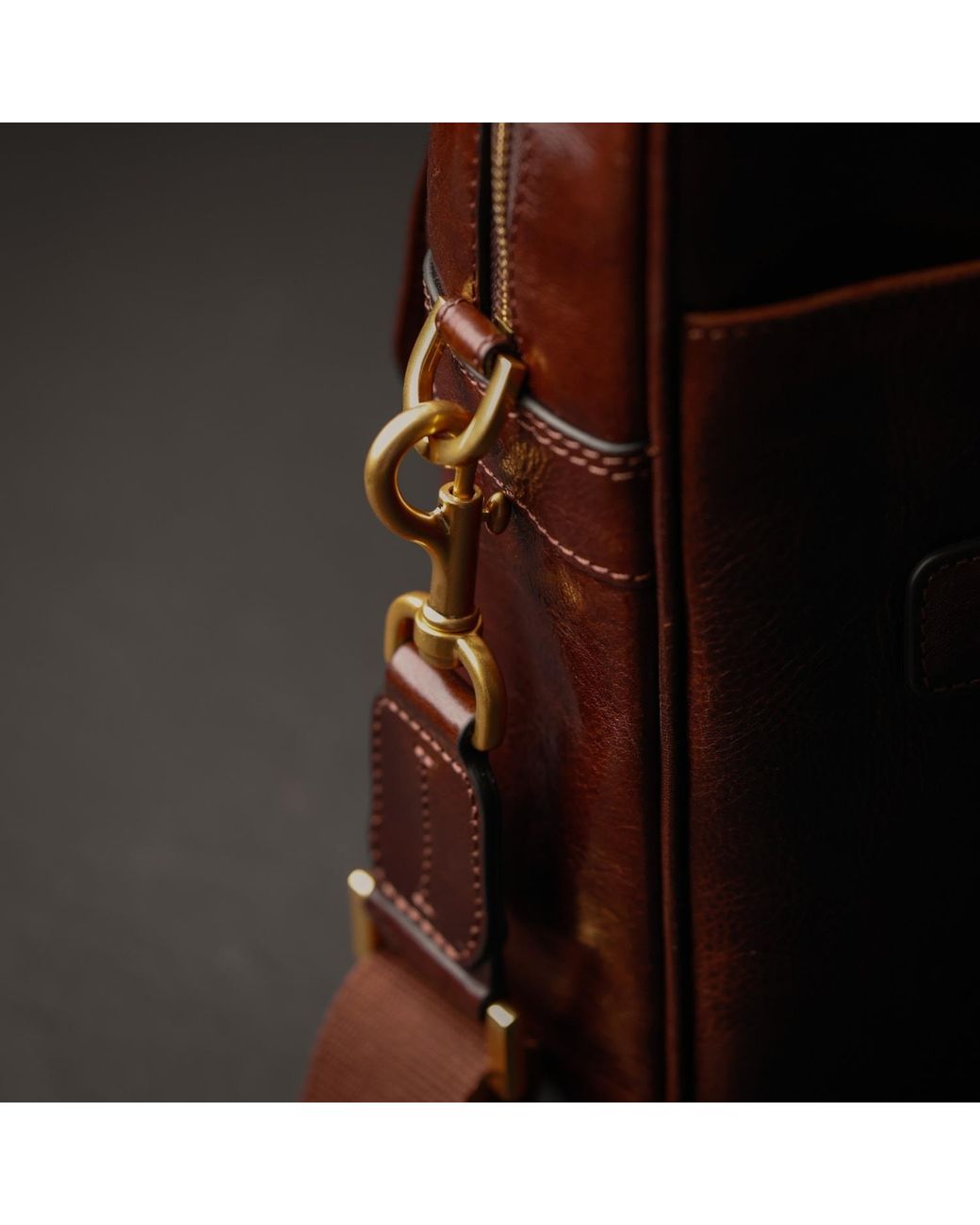 Time Resistance Brown Leather Briefcase Laptop Bag for men