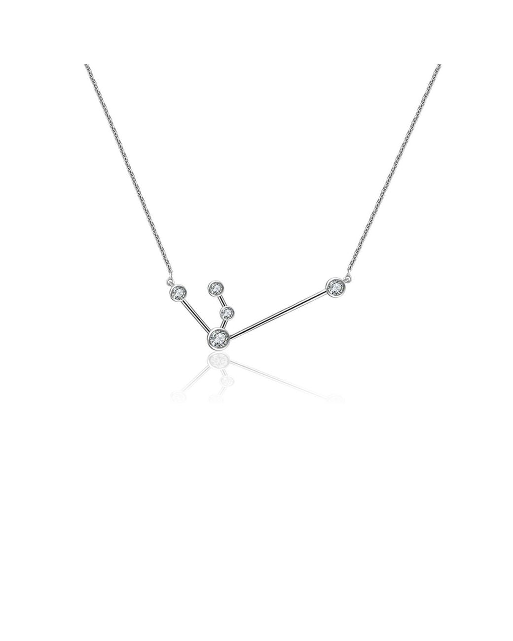 Genevieve Collection Metallic Aquarius Zodiac Constellation Necklace 18K & Diamond