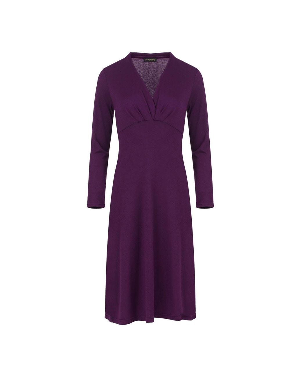 Conquista Purple Long Sleeve Empire Line Knit Style Dress
