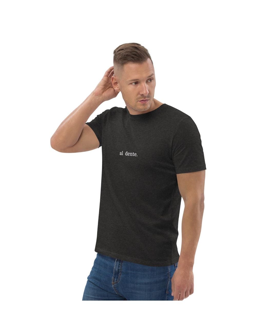 Anchor and Crew Black Heather Eleven Life, Al Dente Editions Organic Cotton T-Shirt for men