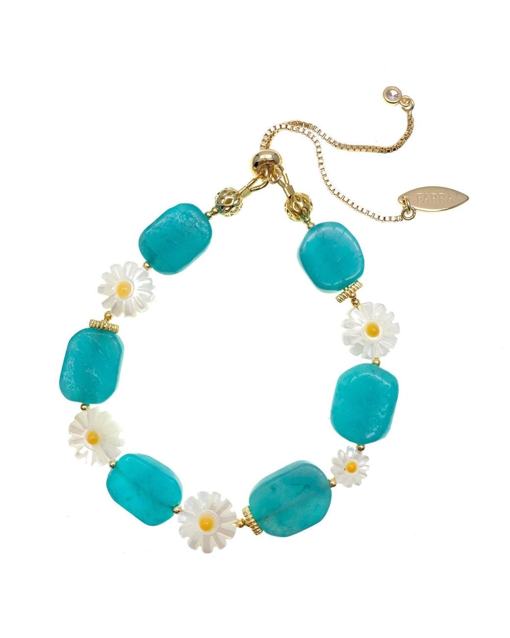 Farra Blue Amazonite With Floral Shell Bracelet