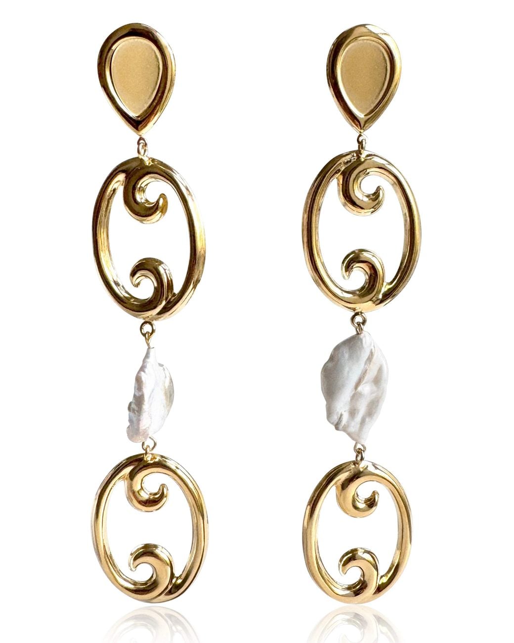 Laura Gray Metallic Serena Baroque Pearl Earrings