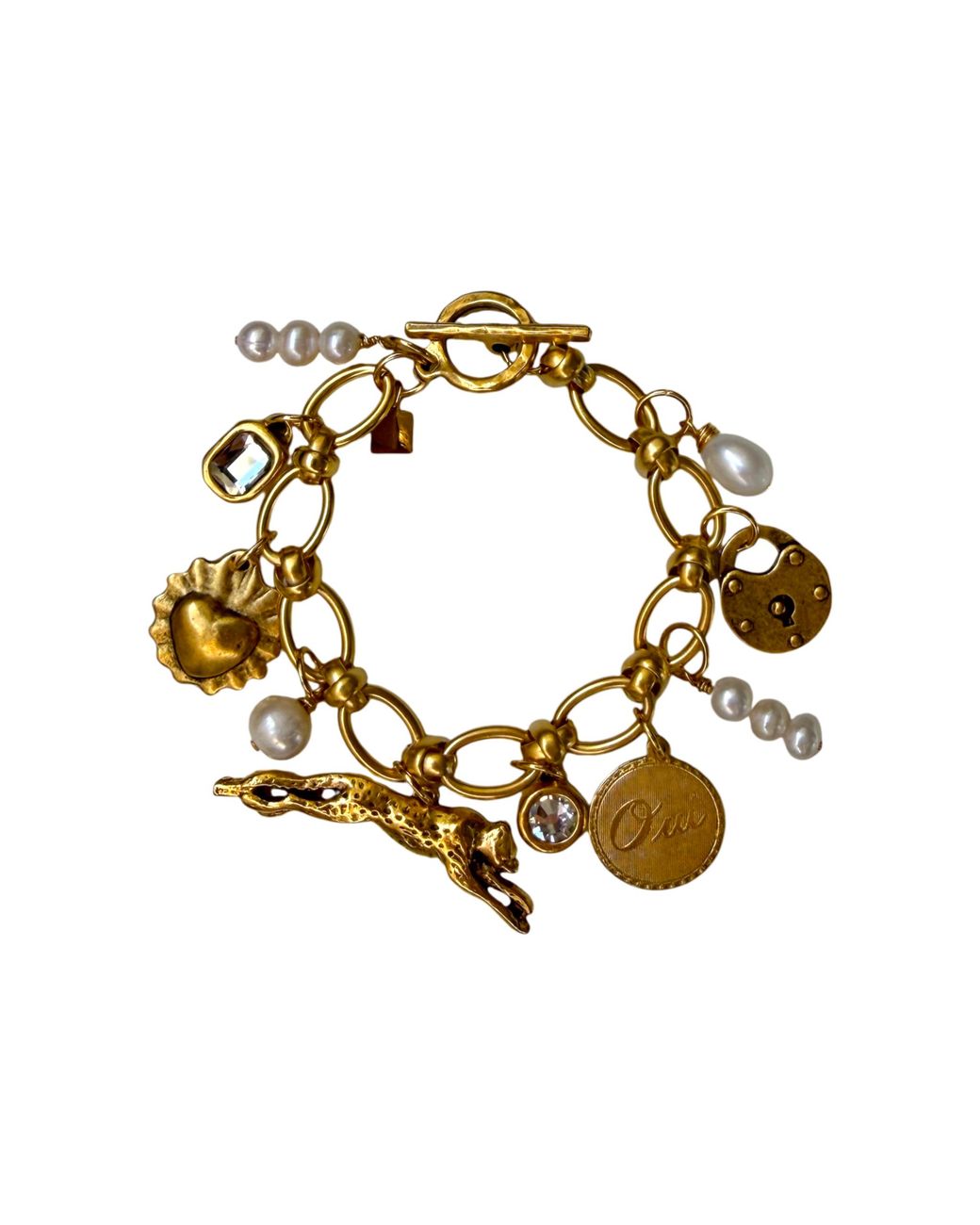 Sccollection Metallic Lola & Pearl Cheetah Charm Bracelet