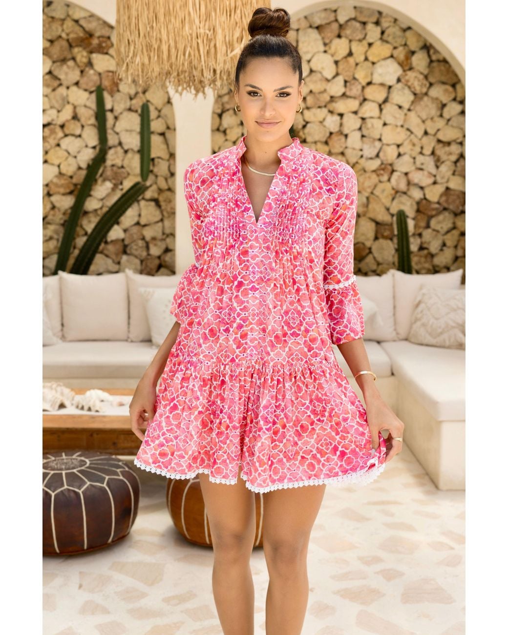 Sophia Alexia Pink Mosaic Mallorca Shirt Dress