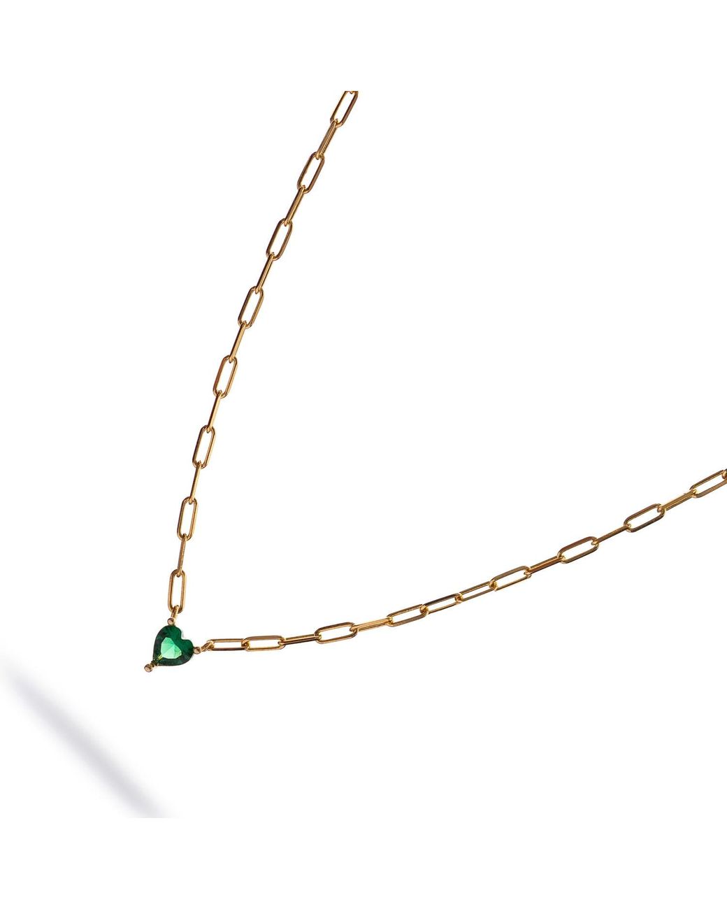 Ebru Jewelry Metallic Emerald Heart Minimalist Necklace