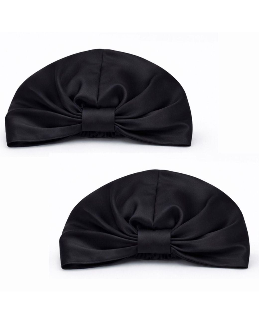 Hi Silk Black Set Of Two Double-Layer Silk Bonnets