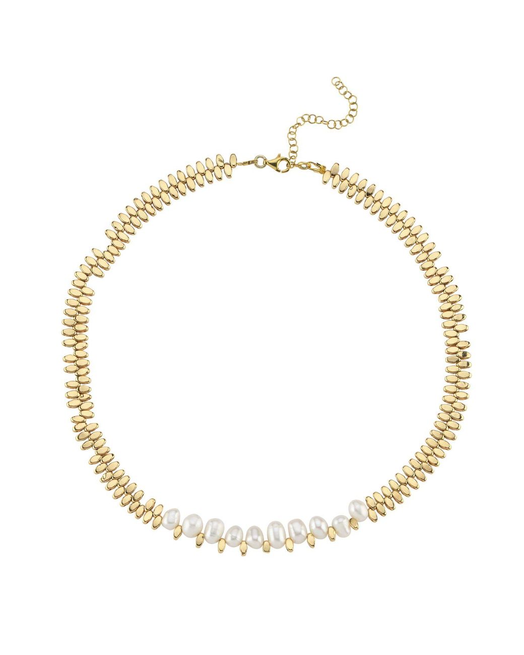 LINYA JEWELLERY Metallic Caria Oval Pearl Hematite Stone Necklace