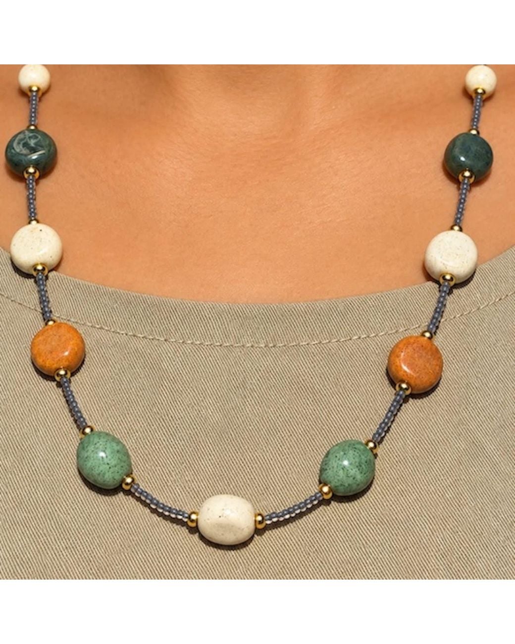 Lala Salama Green Neutrals Tulia Dainty Necklace