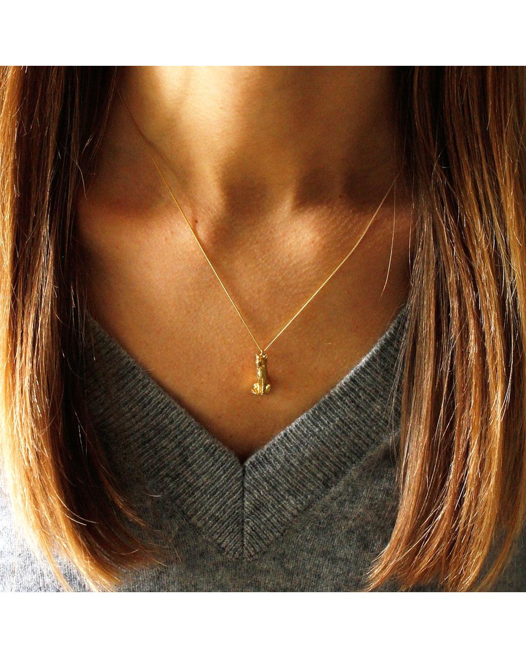 Lee Renee Metallic Fox Necklace – Small, Sitting