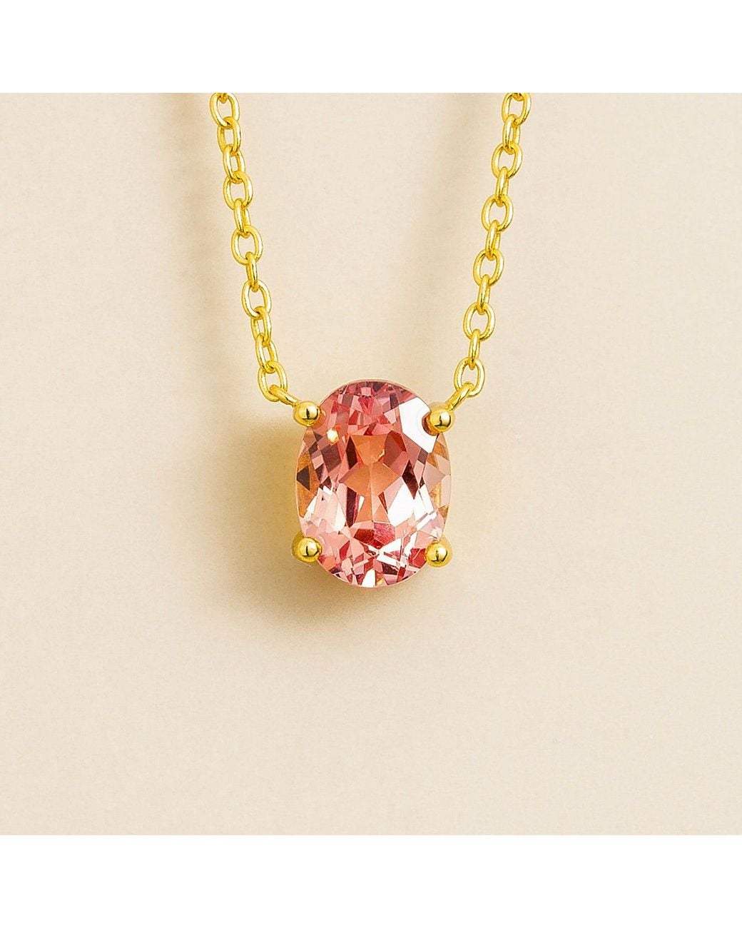 Juvetti White Ovo Necklace Set With Padparadscha Sapphire