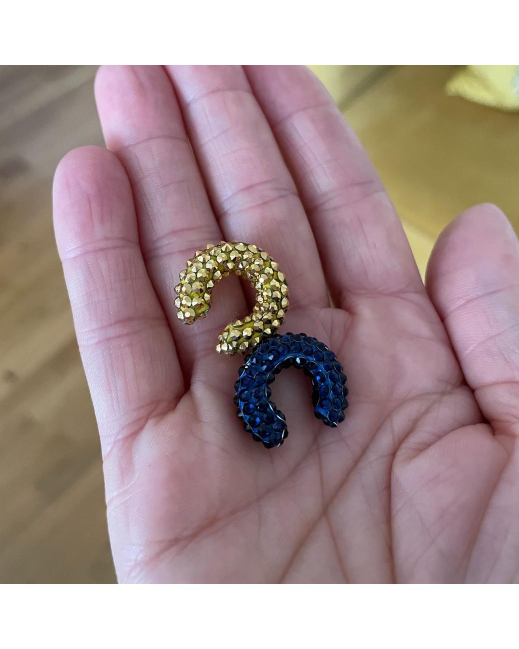 PINAR OZEVLAT Blue Crystallised Lily Ear Cuff Sapphire