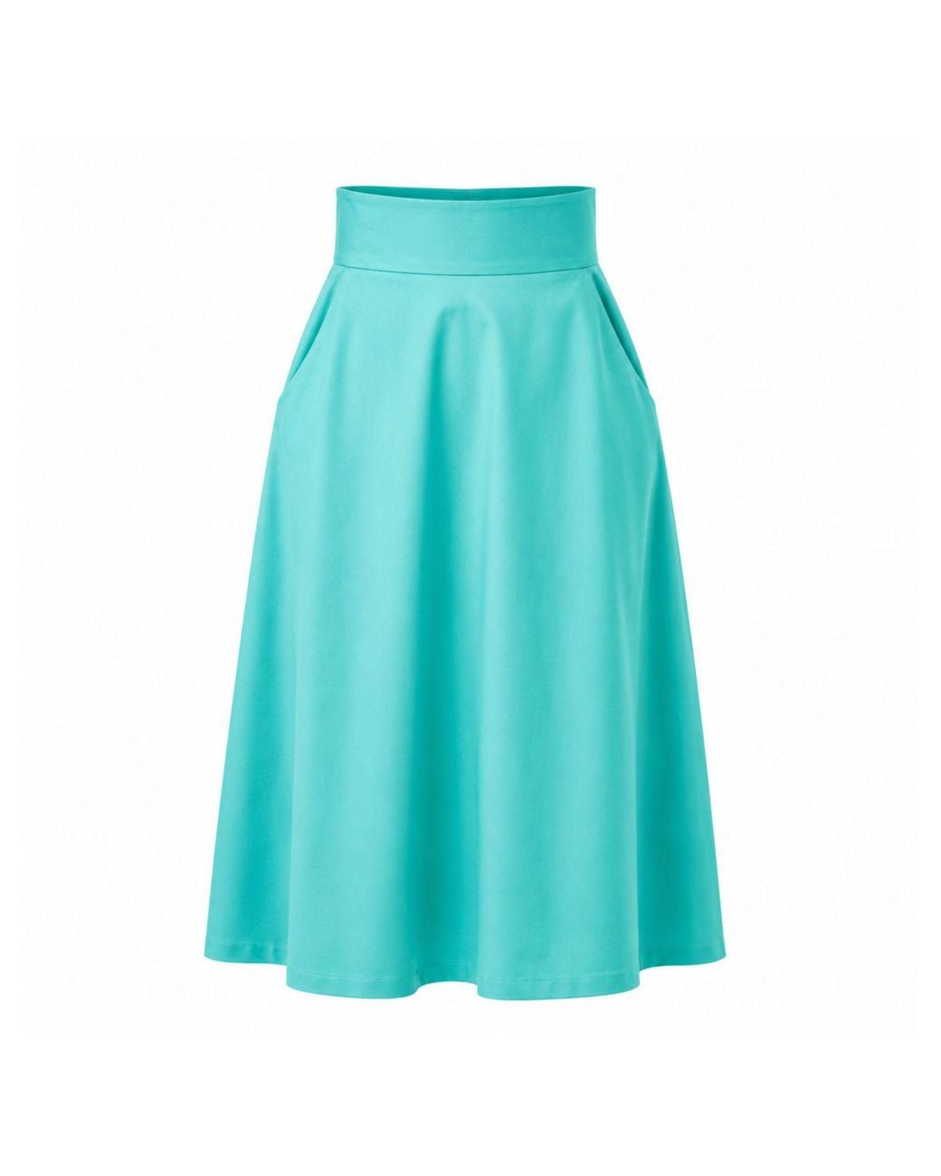 Nikka Place Blue Summer Cotton Midi Skirt With Pockets