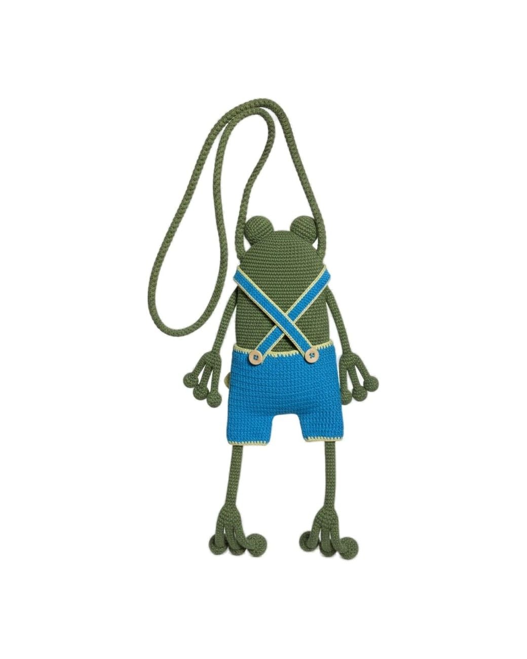 Ana Chic Blue Frog Handmade Crochet Crossbody Phone Bag
