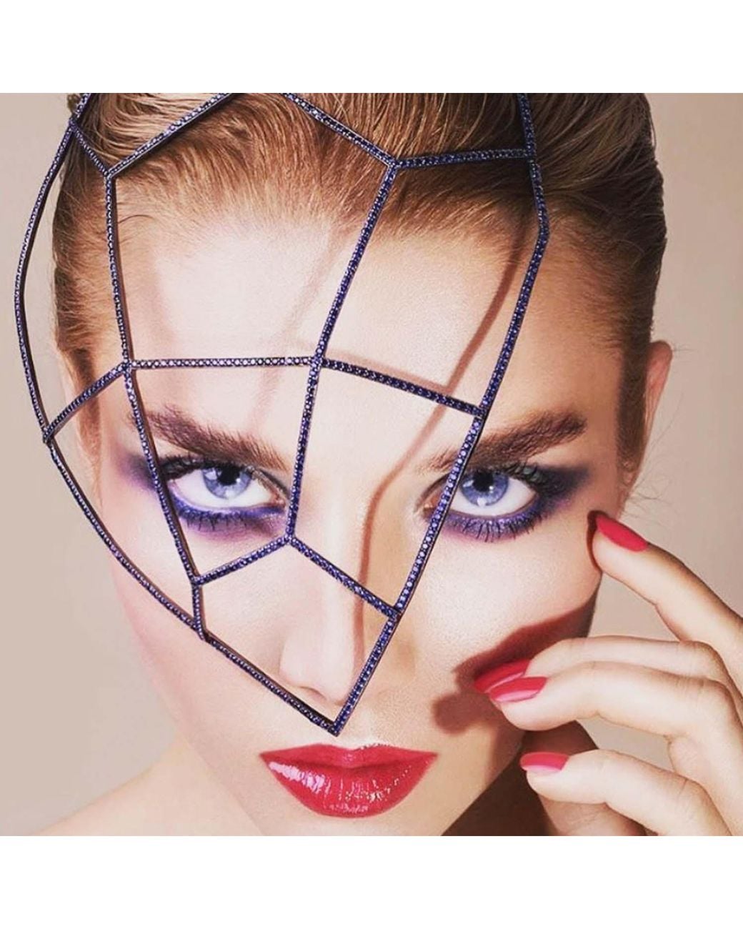 SALLY SKOUFIS Metallic Warrior Headpiece With Made Cz Diamond Stimulant