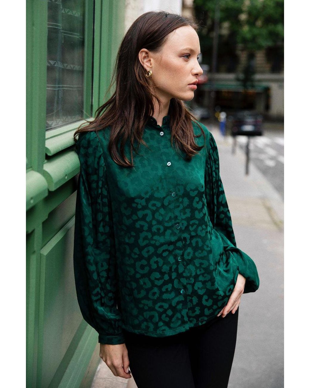 AVANI Apparel Green Hortensia Blouse