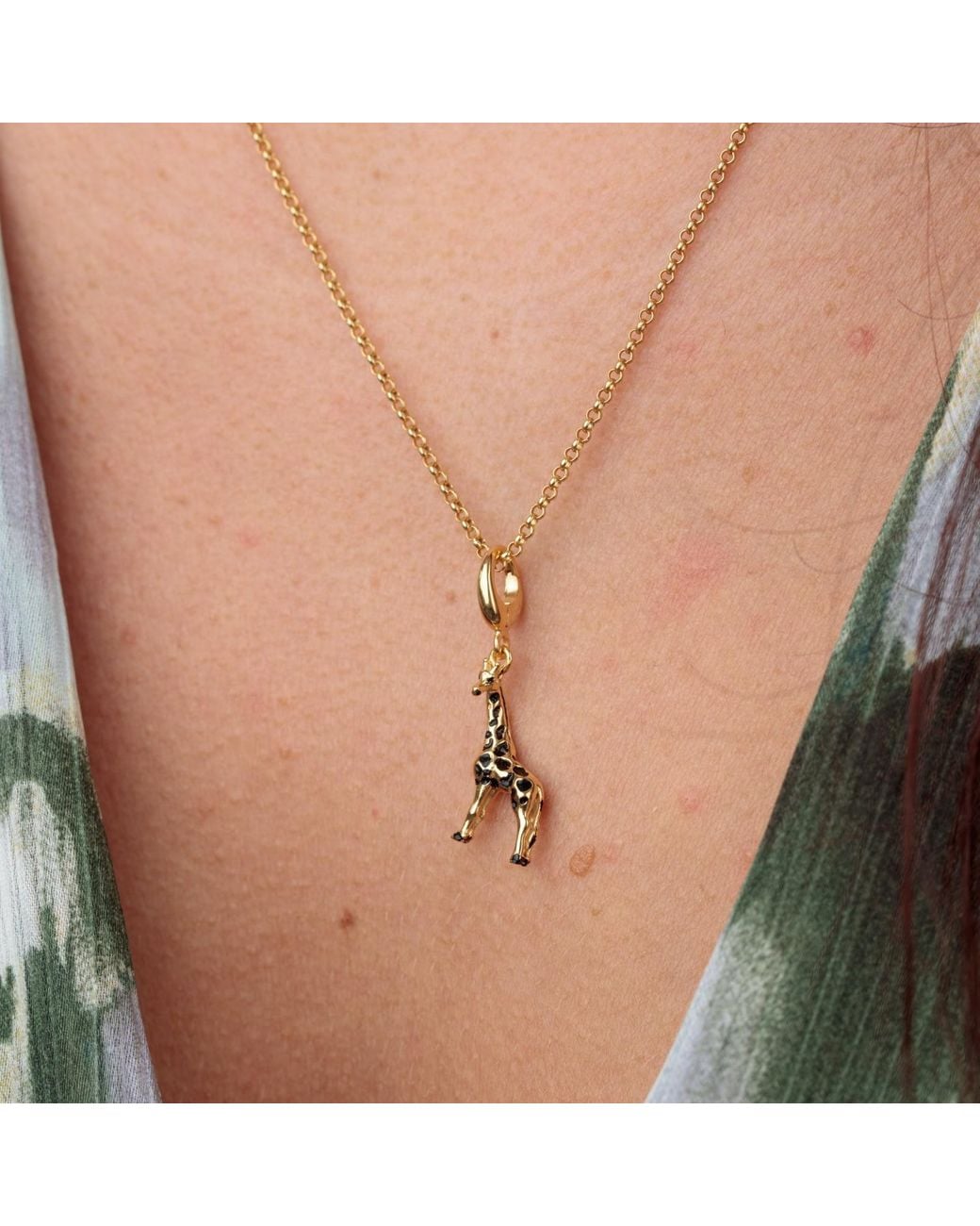 Lily Charmed Metallic Plated Giraffe Charm Necklace