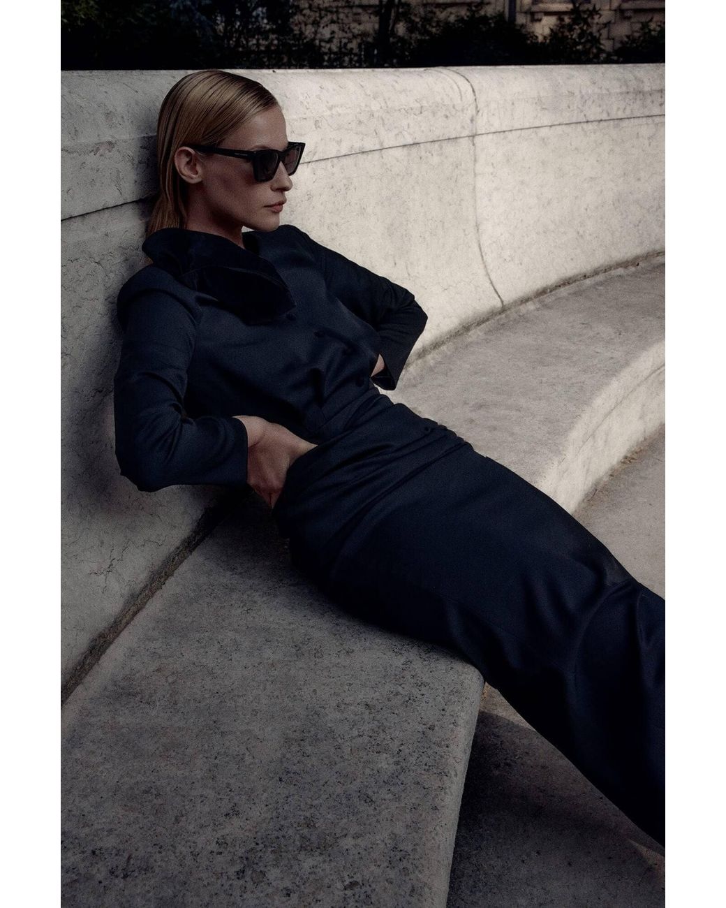 POST MERIDIEM Black Straight Maxi Skirt