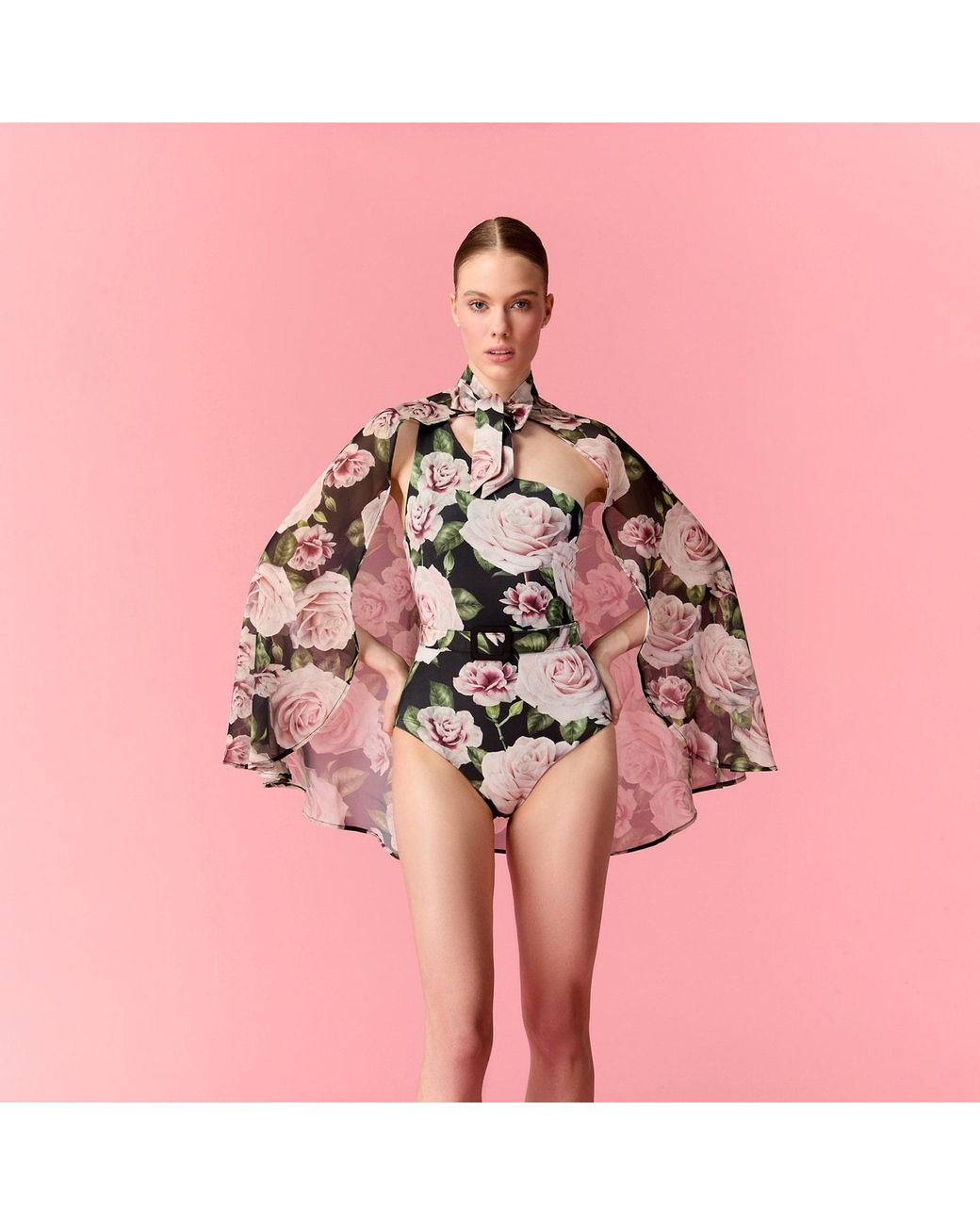 Nur Karaata Pink Capri Bloom Cape