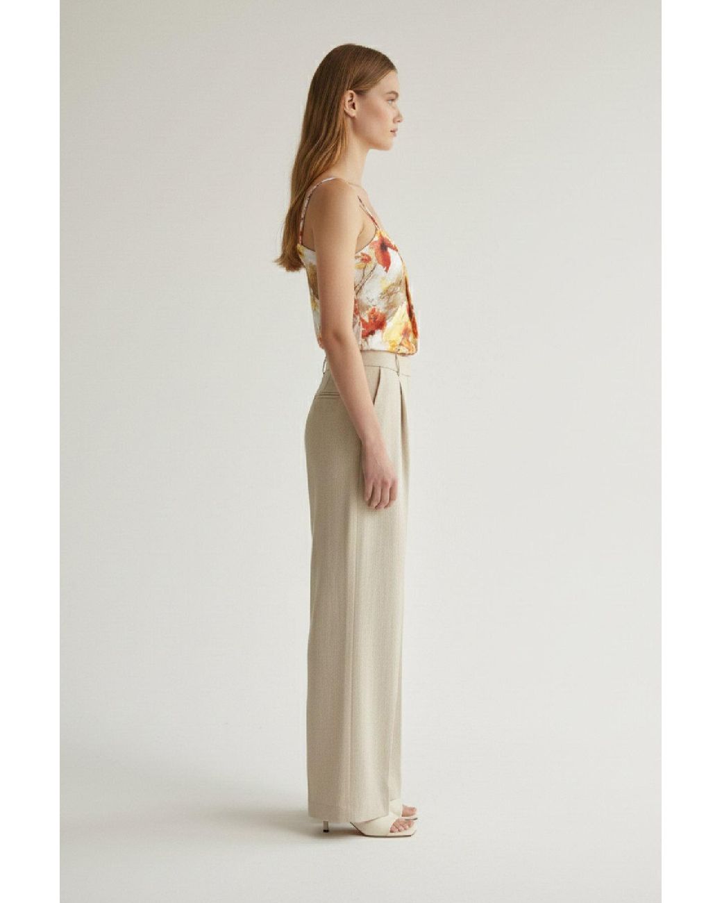 Conquista Red Asymmetric Floral Print Jersey Top With Braided Strap – Viscose-Elastane