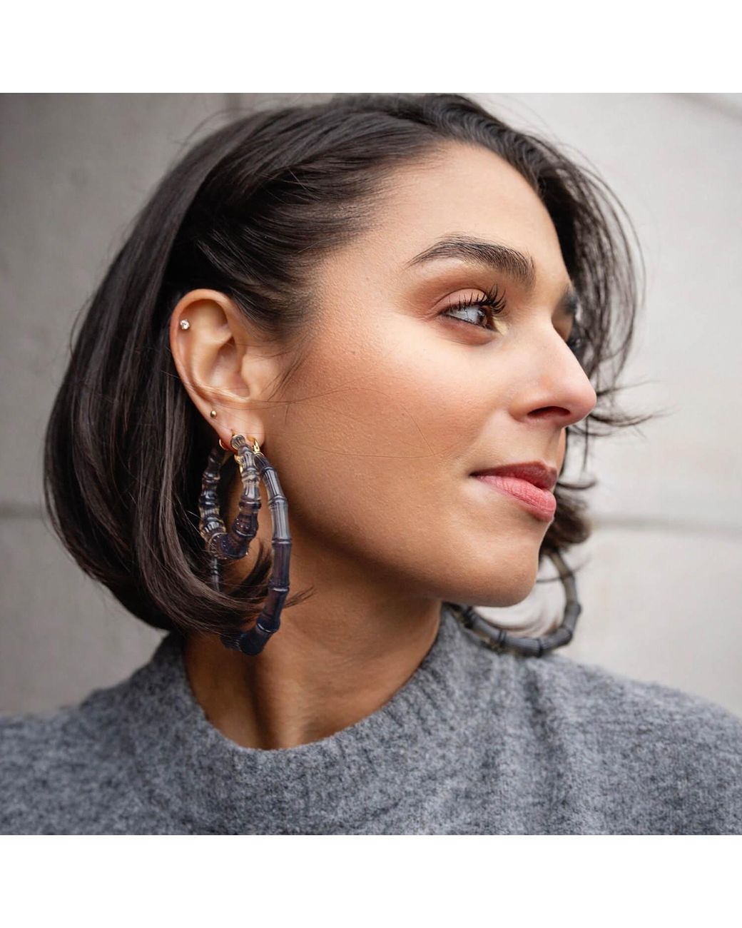 Gold & Honey Metallic Winter Ombre Lucite Bamboo Hoop Earrings