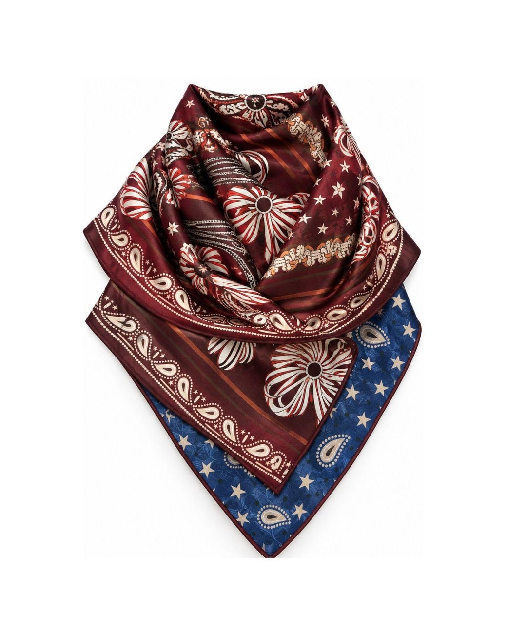 Luella Fashion Blue Silk Viscose Scarf Printed Patterns