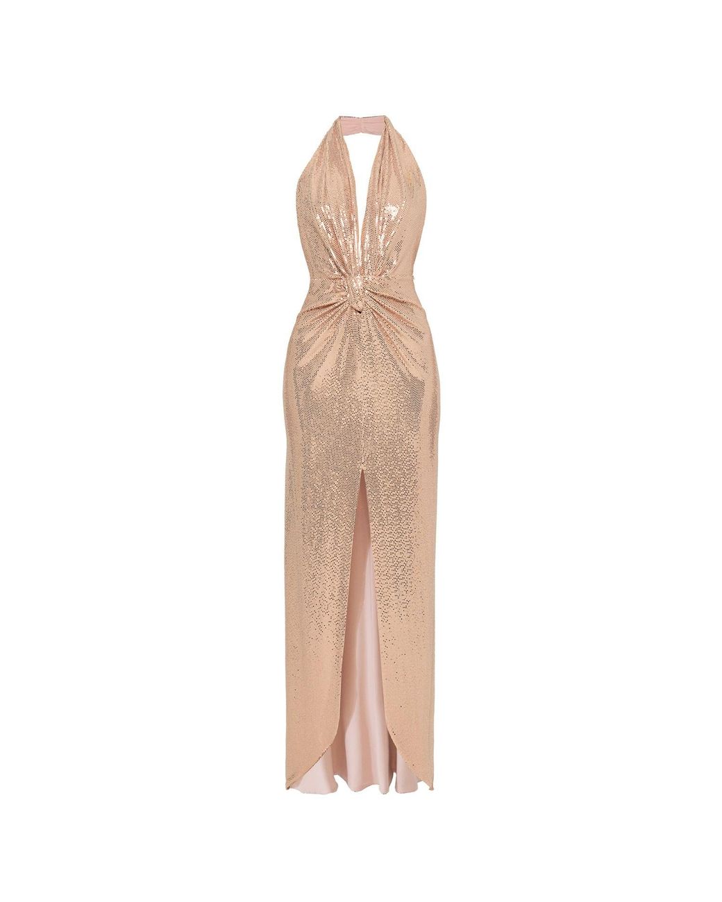 Nissa Natural Backless Sequin Maxi Dress