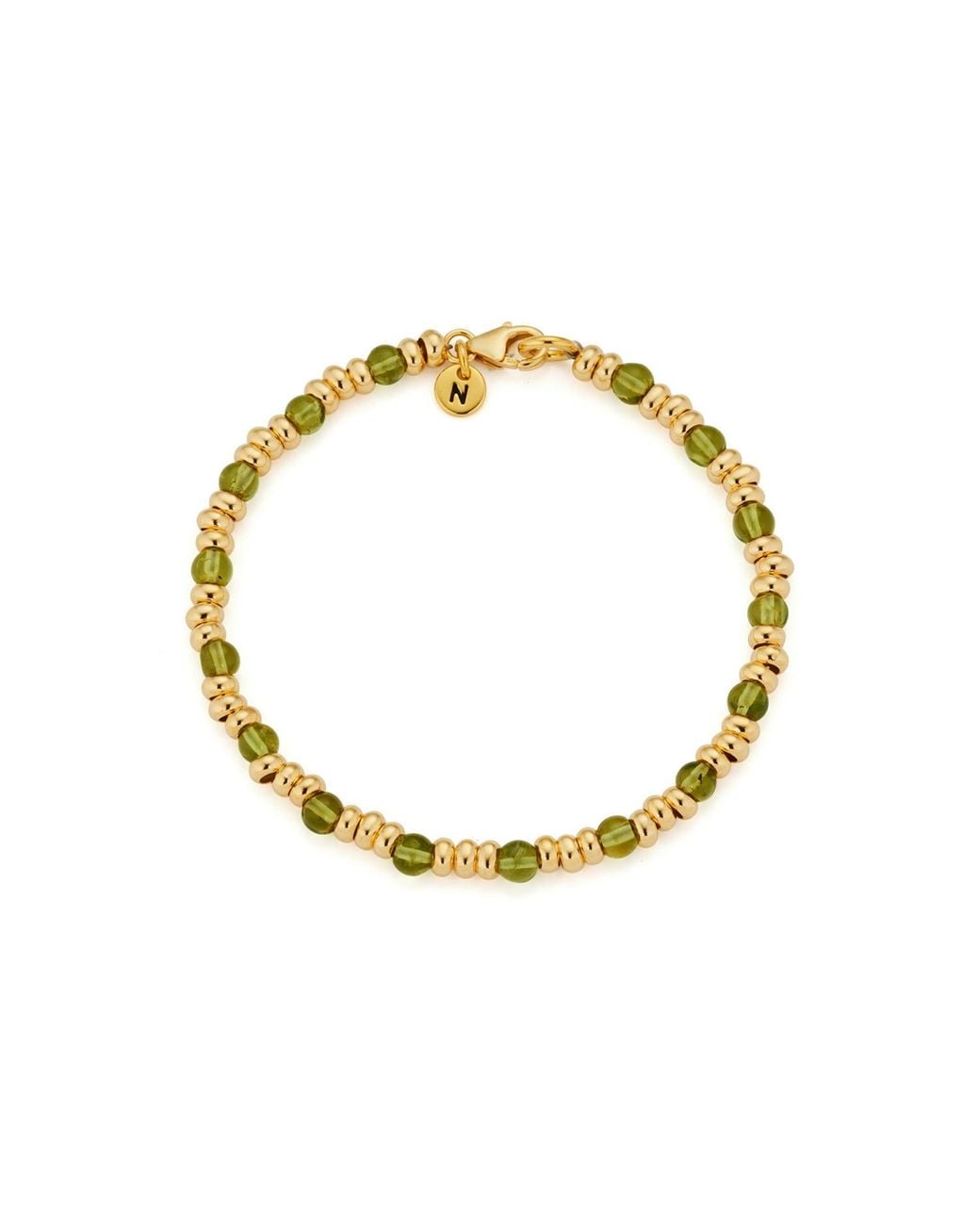 Nellou Jewellery Metallic Gem Birthstone Bracelet August Peridot Plated Sterling